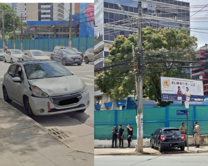Imagem ilustrativa da imagem Conversão errada causa colisão entre carros e atinge muro do jornal A TARDE