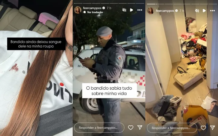 Posts de Fernanda sobre o ocorrido