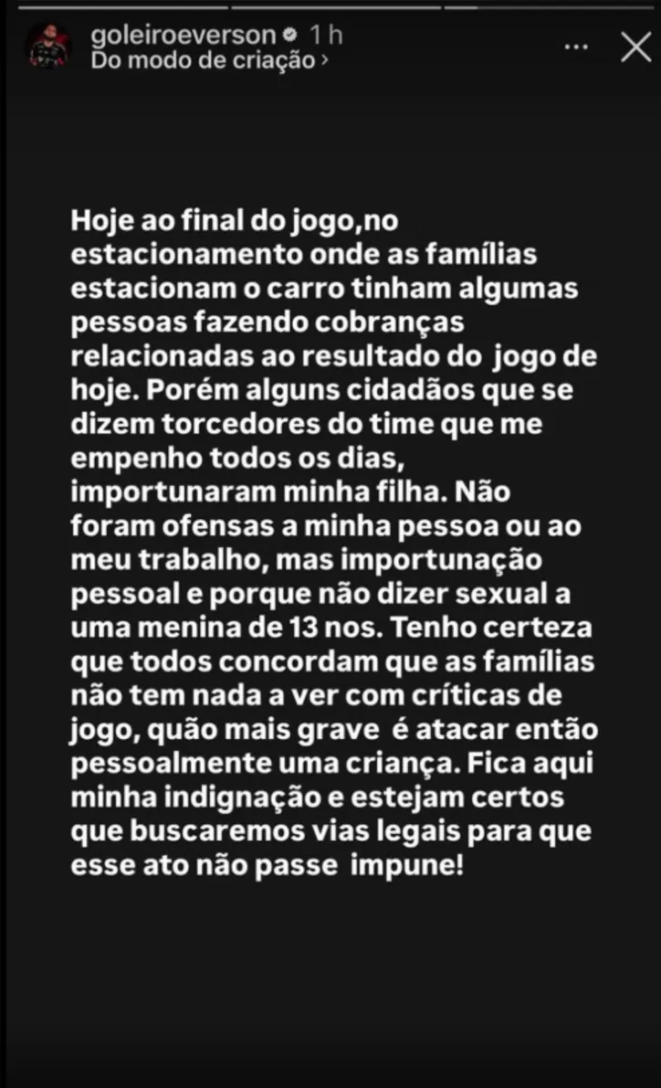 Imagem ilustrativa da imagem Goleiro do Atlético-MG relata assédio sexual contra a filha de 13 anos