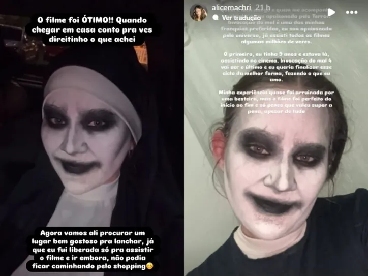 Caracterização de Maria Alice como Valak