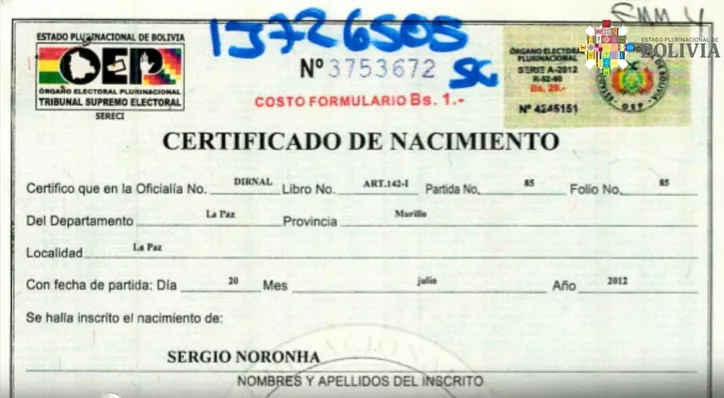 Mijão’ apresentou uma certidão de nascimento falsa às autoridades da Bolívia