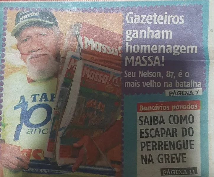 Na capa do jornal