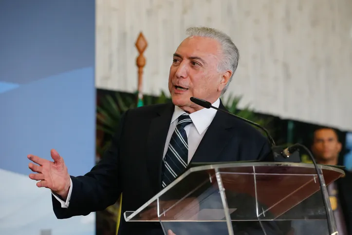 O presidente Michel Temer discursando durante agenda presidencial em dezembro de 2018