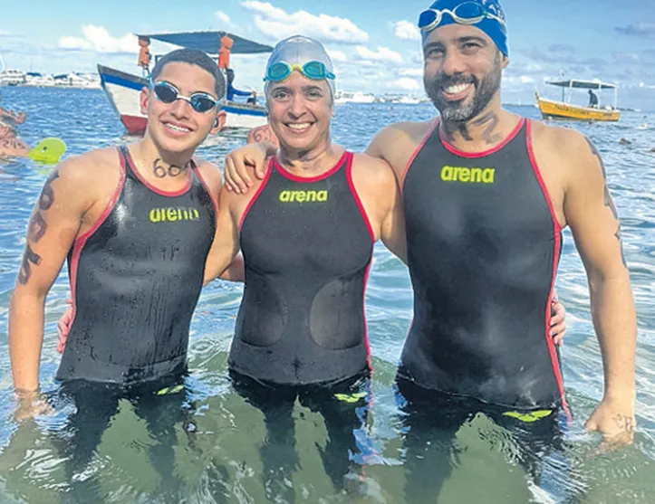 Arthur Pazos, Sinara Pazos e Felipe Mozar: força em família na Mar Grande-Salvador