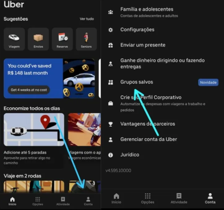 Primeiros passos para criar o grupo do Uber Group Rides
