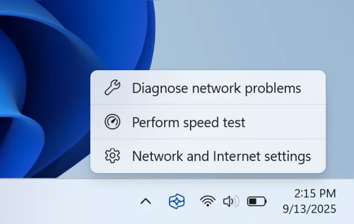 Botão de teste de internet