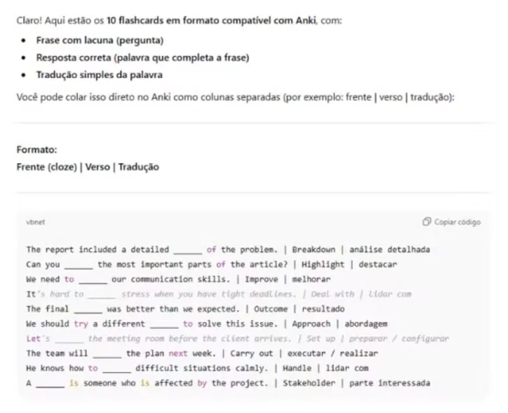 Criador automático de flashcards
