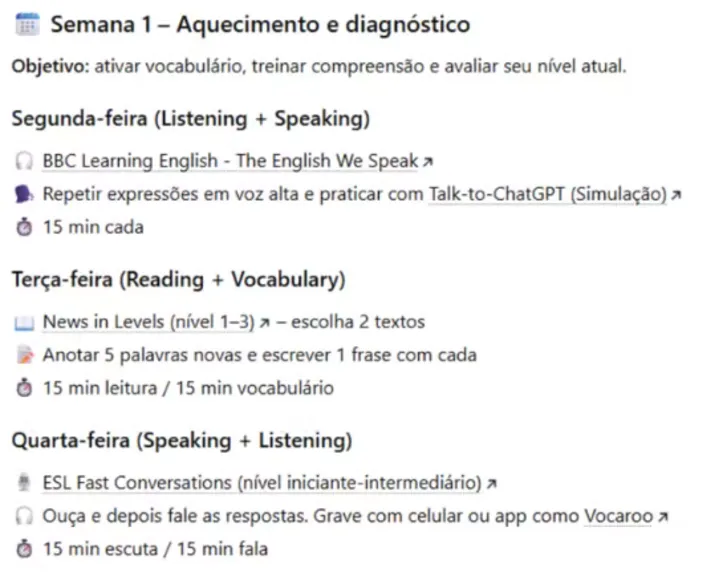 Plano de imersão personalizado