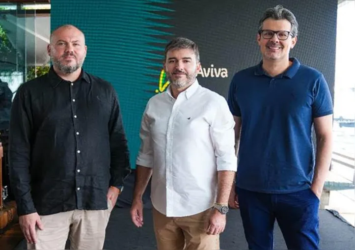 Alessandro Cunha, CEO da Aviva, Edson Cândido, diretor de Marketing e Vendas, e Paulo Schneider, diretor de Operações