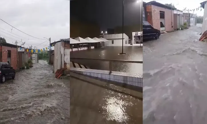 Várias ruas ficaram alagadas em Feira de Santana