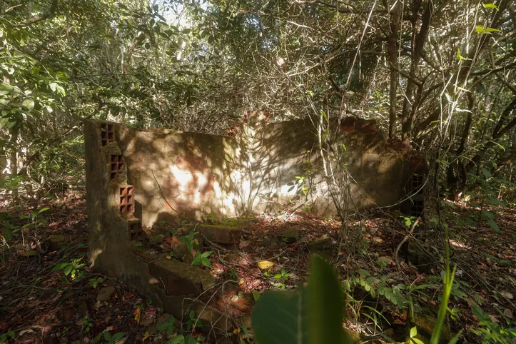 Antiga estrutura existente na área da trilha
