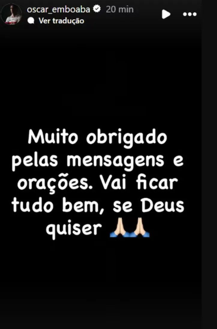 Imagem ilustrativa da imagem Internado na UTI, ex-Seleção agradece mensagens: "Vai ficar tudo bem"