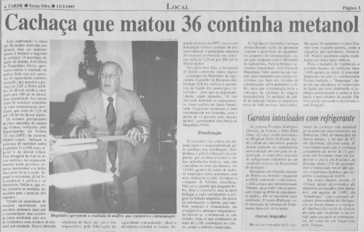 Imagem ilustrativa da imagem Metanol já matou dezenas de pessoas na Bahia há 26 anos; relembre