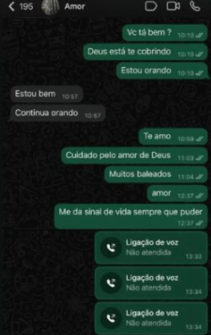 Esposa de policial morto mostra mensagens