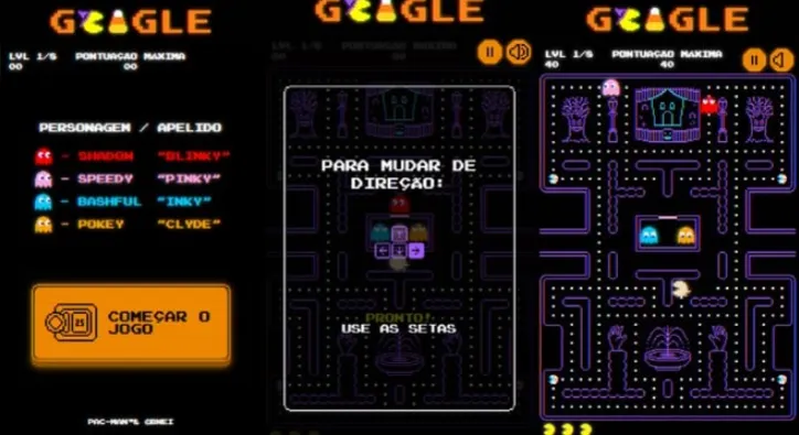 Jogo do Pac-Man no Google