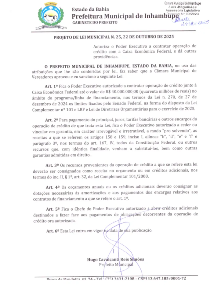 Imagem ilustrativa da imagem Prefeito pede empréstimo de R$ 40 milhões sem detalhar finalidade