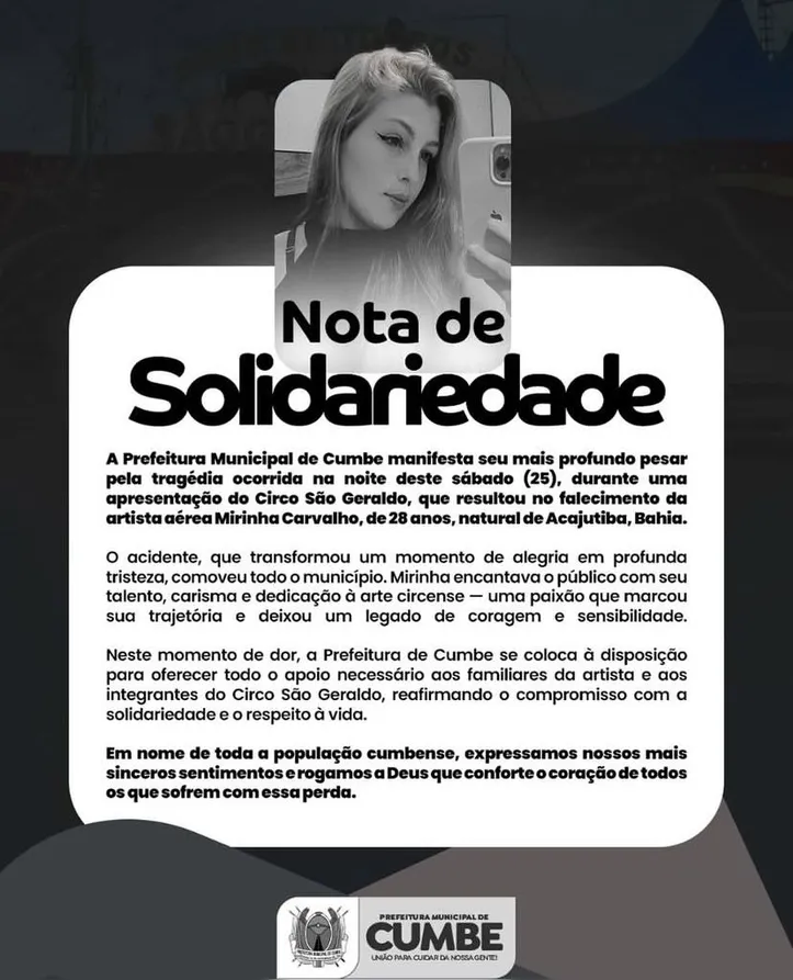 Imagem ilustrativa da imagem Saiba quem era a trapezista baiana que morreu após cair em circo
