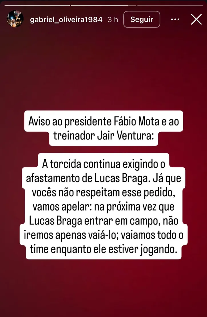 Mensagem do presidente da TUI, Gabriel Oliveira