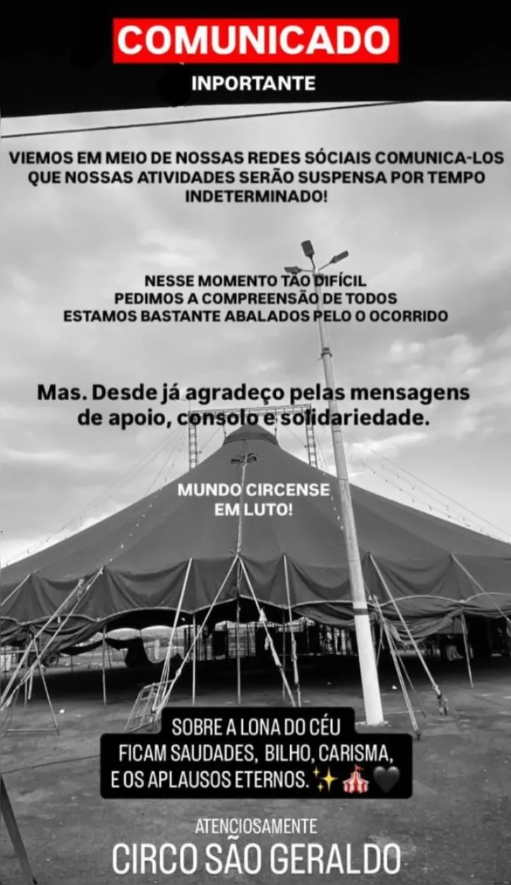 Imagem ilustrativa da imagem Trapezista baiana morre após cair durante apresentação de circo