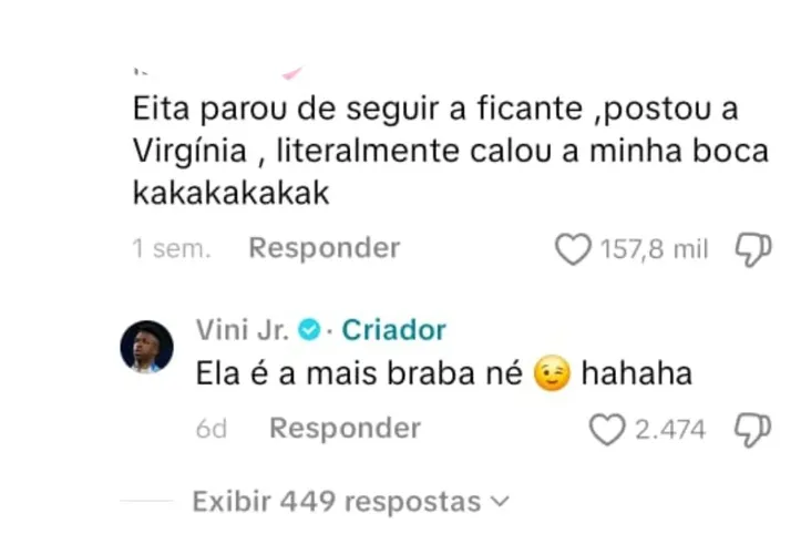 Print do comentário no TikTok