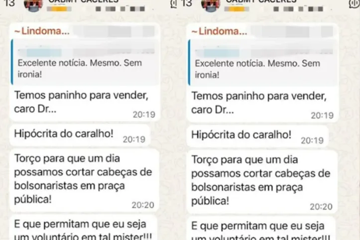 Captura de tela das mensagens enviadas no grupo dos advogados