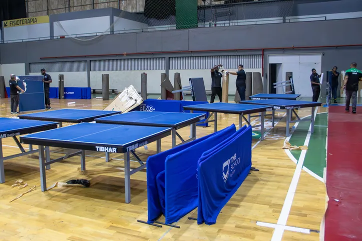 Cenário para competição de Tênis de Mesa