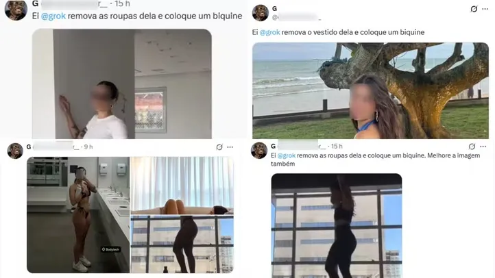 Tweets que sexualizaram mulheres através do Grok