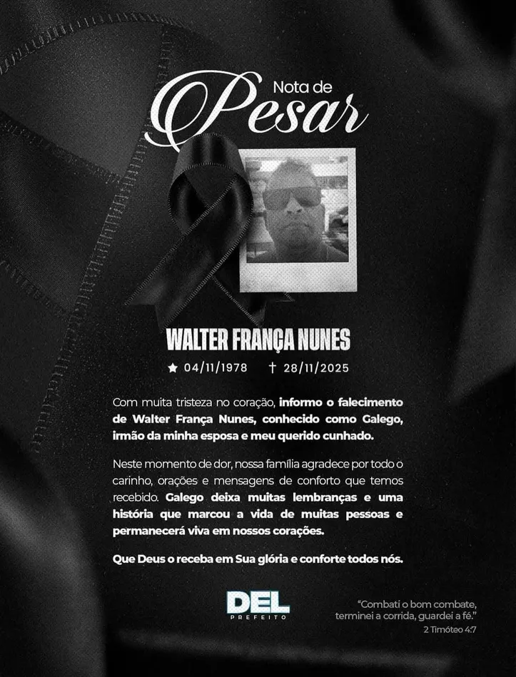 Prefeito Del lamentou a morte do cunhado