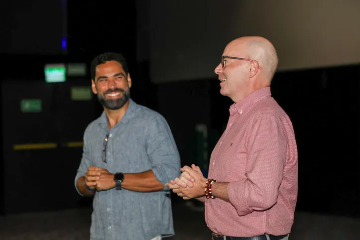 Amadeu Alban e André Faro durante a exibição