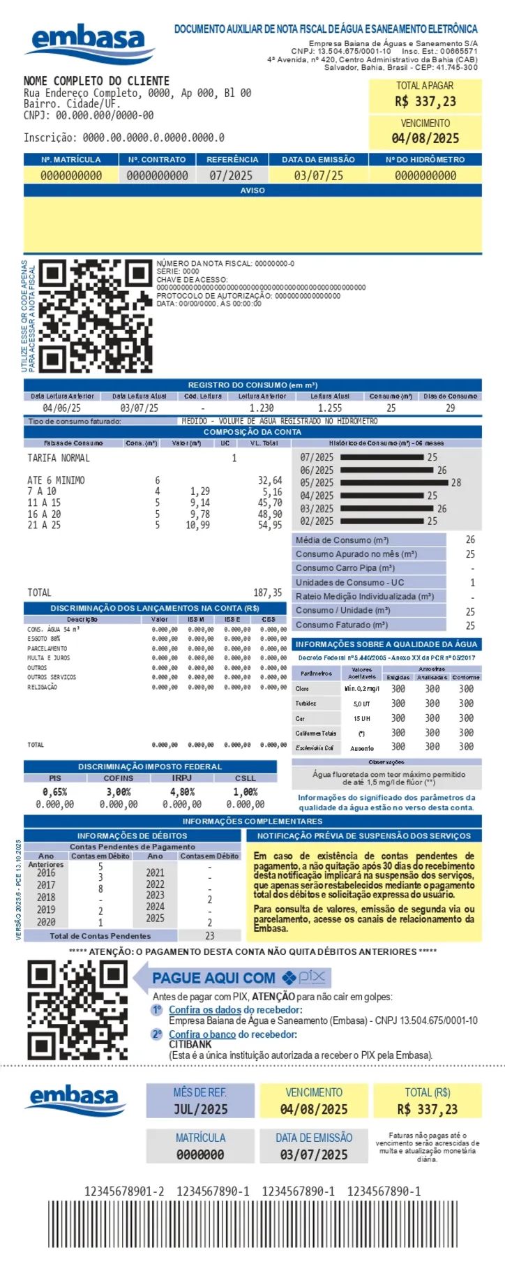 Imagem ilustrativa da imagem Faturas de água sofrem alterações na Bahia; entenda