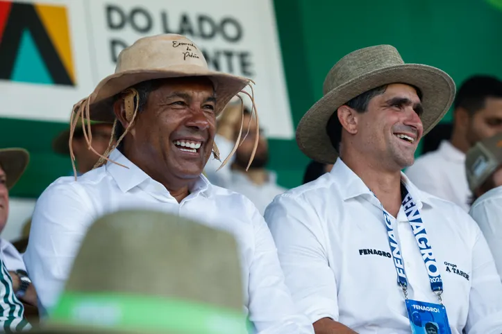 Cerimônia de abertura da Fenagro. Governador Jeronimo ao lado de João Mello Leitão, presidente do Grupo A Tarde