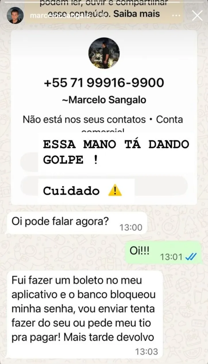 Post de Marcelo no Instagram