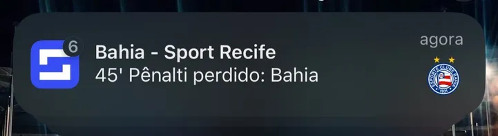 365Scores notifica pênalti perdido perdido por Willian José