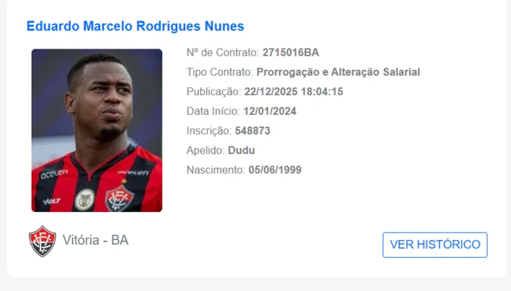 Contrato de Dudu publicado no BID