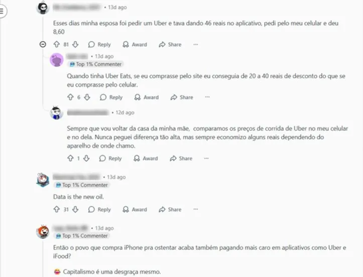 Debates na rede social Reddit sobre o tema