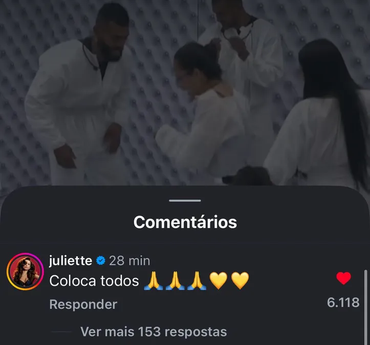 Comentário de Juliette na publicação