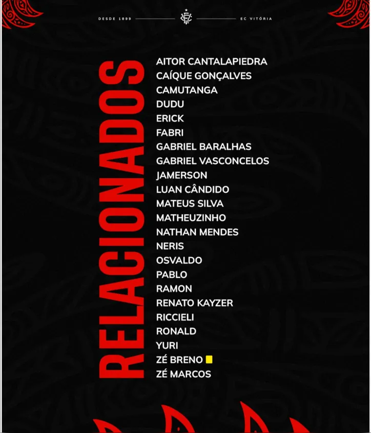 Imagem ilustrativa da imagem Com reforço e força máxima, Vitória está relacionado para o Ba-Vi