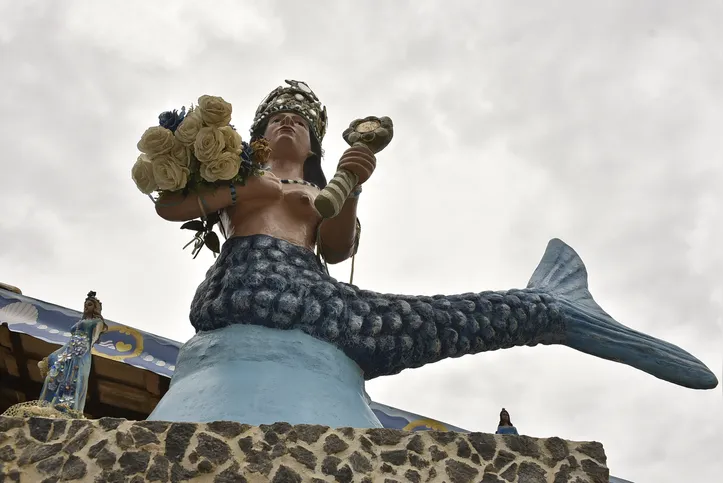 SALVADOR 
DETALHES DA FESTA DE IEMANJÁ 2026
Na foto: Casa de Iemanjá  na Praia do Rio Vermelho. Foto: José Simões/Ag A TARDE. 
Data: 09/01/2026