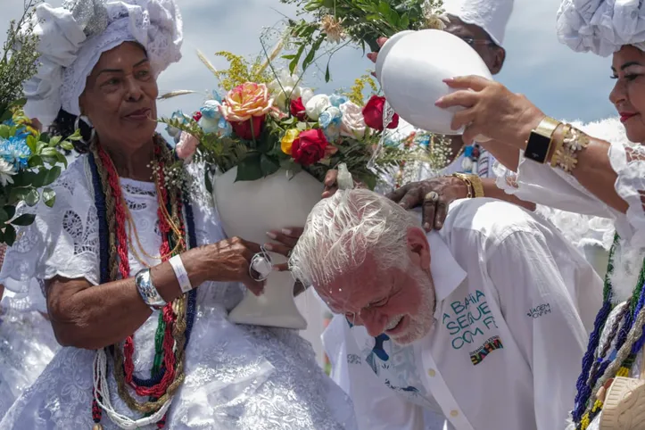 Senador Jaques Wagner durante a Lavagem do Bonfim
