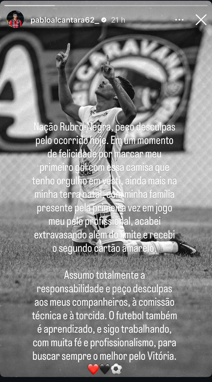 Pedido de desculpas de Pablo nas redes sociais