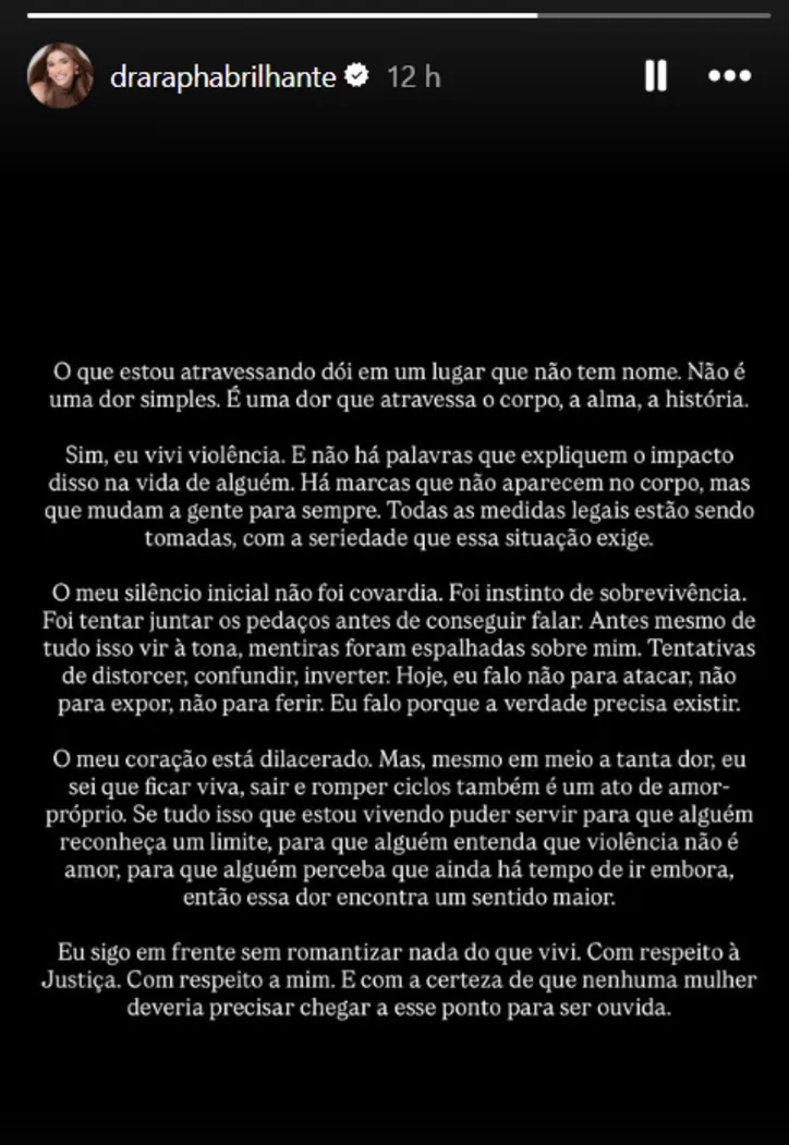 Relato de Raphaella sobre agressão