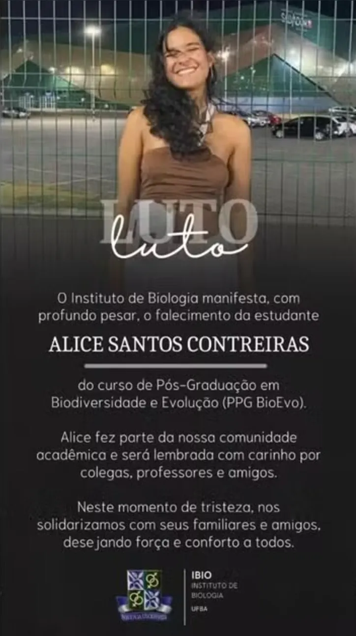 Nota do Instituto de Biologia da Ufba