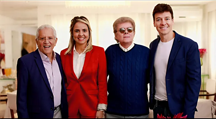 Sílvio Batalha entre o casal Renata Domingues e Carlos Alberto, e Rodrigo Faro