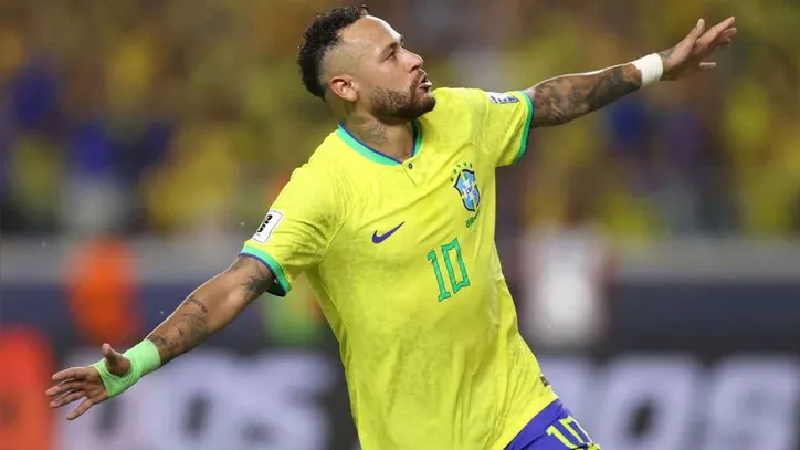 Neymar comemora gol pela Seleção
