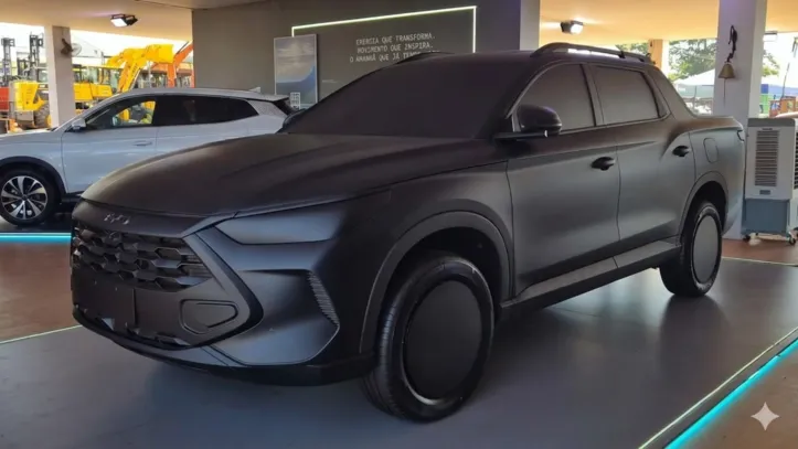 Protótipo da picape BYD Mako exposto na Agrishow em Ribeirão Preto