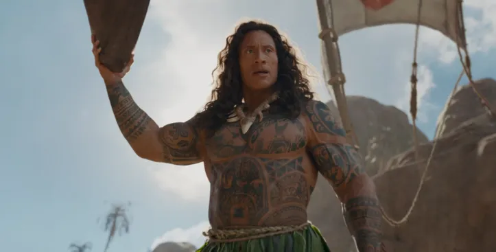 The Rock caracterizado como Maui no live-action de Moana