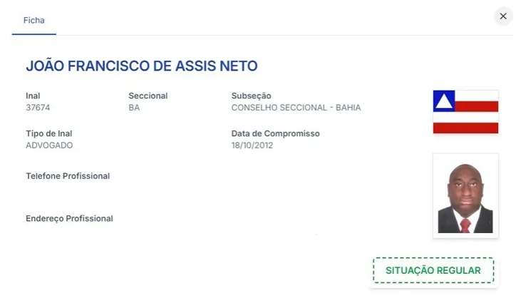 João Neto está regular na OAB