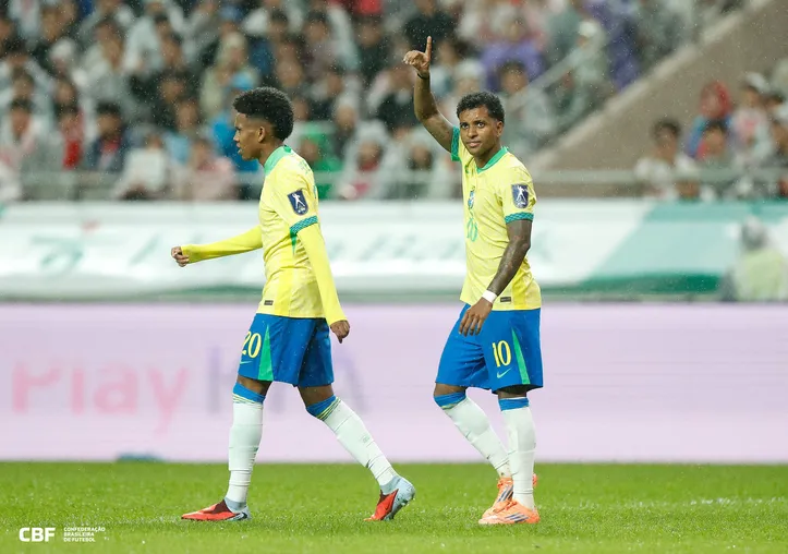Estêvão e Rodrygo pela Seleção Brasileira