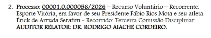 Imagem ilustrativa da imagem Definido: saiba data do novo julgamento de Erick e Fábio Mota no STJD