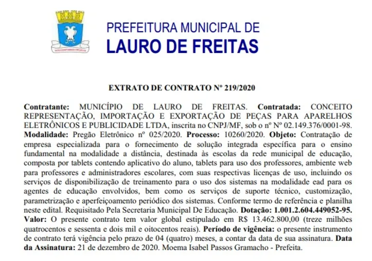 Imagem ilustrativa da imagem PF investiga gestão Moema Gramacho por compra de tablets em Lauro de Freitas